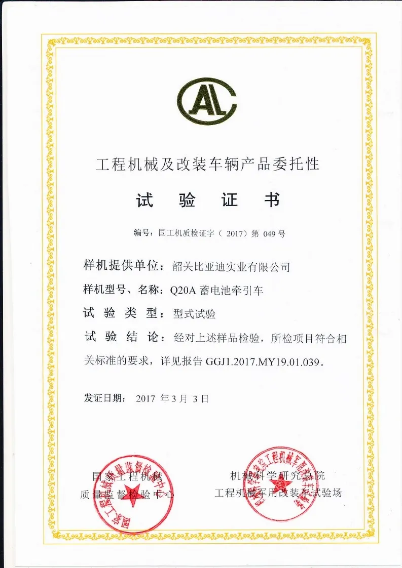 Certificado de ensaio do tipo Q20A(Figura1)