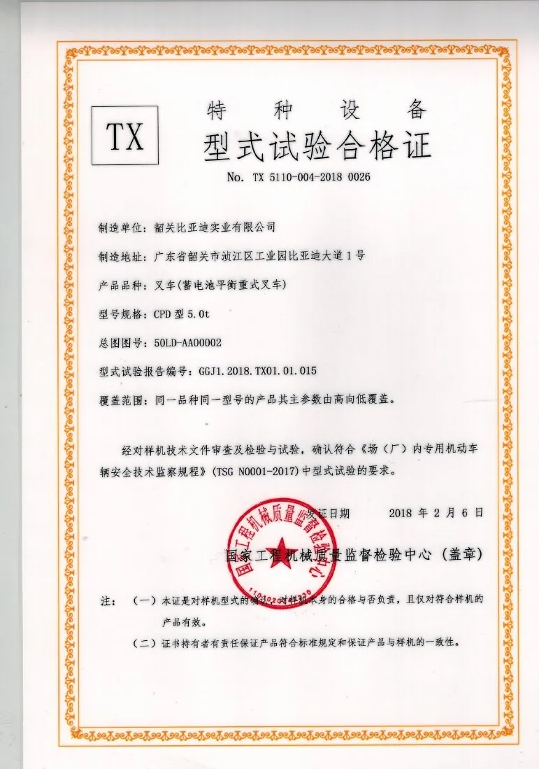Certificado de teste do tipo CPD 5.0t(Figura1)